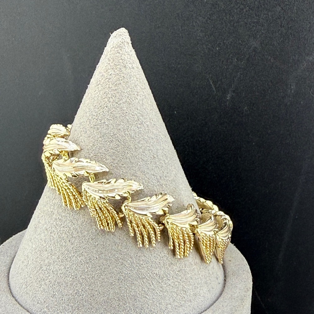 Vintage Judy Lee Link Bracelet Gold Tone Leaf Wheat 7.5in